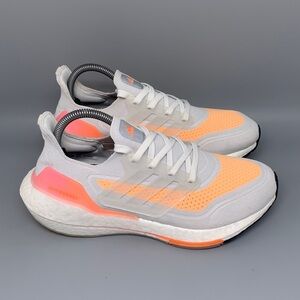 Adidas Ultraboost 21 White Orange Running Shoes FY0400 Women’s Sz 8